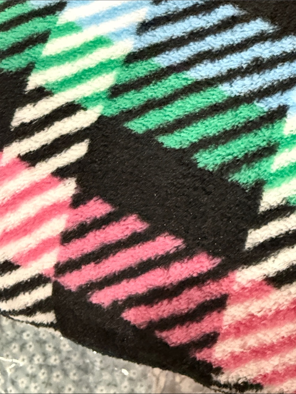 Vera Bradley Black Plaid Fleece Throw with Pink, Green & Blue Accents NWT - Picture 3 of 5